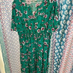 The Pioneer Woman Green Puff Sleeve Maxi Sundress